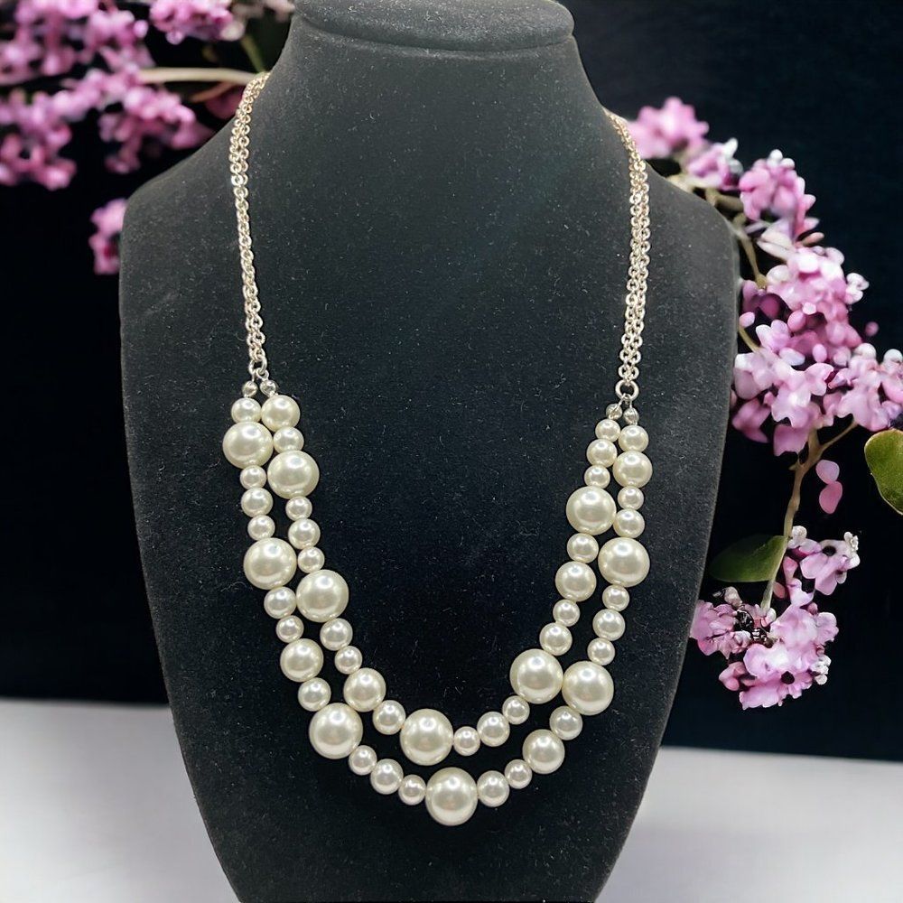 Faux pearl 2 strand necklace!